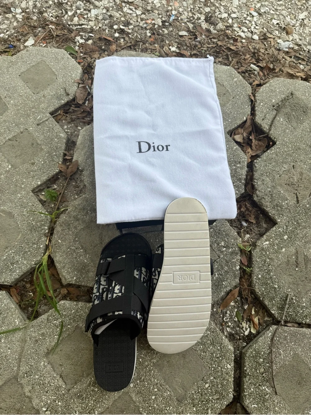 Dior black and white slides